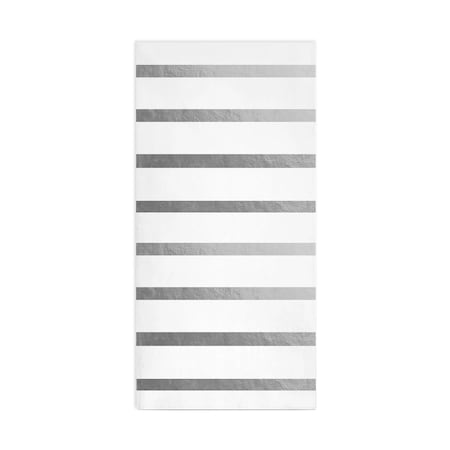 Smarty Had A Party White with Silver Stripes Paper Dinner Napkins 600 Napkins, 600PK 2195-CASE